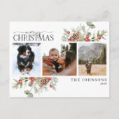メリークリスマスウィンターパインベリーボタニカルフォト シーズンポストカード (正面)