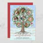 メリークリスマスウィンターファミリーツリー8フォトコラージュ シーズンカード (正面/裏面)