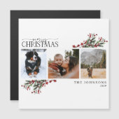 メリークリスマスウィンターフォトホリデーカードマグネット (正面/裏面)