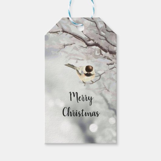メリークリスマスウィンターフロストバード自然 ギフトタグ (正面)