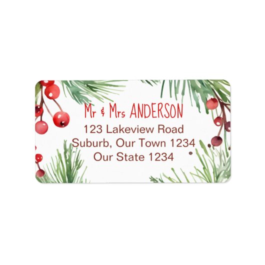 メリークリスマスウィンターベリーパインズリース ラベル (正面)