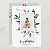 メリークリスマスウィンターベリー植物写真 シーズンカード (正面/裏面)