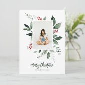 メリークリスマスウィンターベリー植物写真 シーズンカード (スタンド正面)