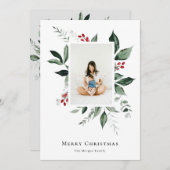 メリークリスマスウィンターベリー植物写真 シーズンカード (正面/裏面)