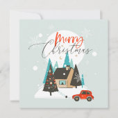 メリークリスマスウィンターホームフラットカード (正面)