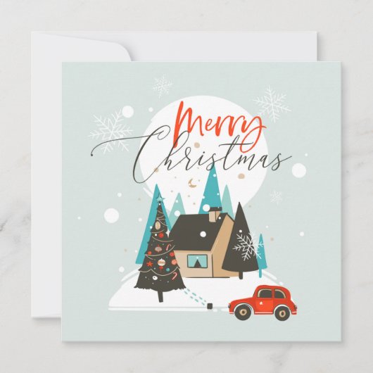 メリークリスマスウィンターホームフラットカード (正面)