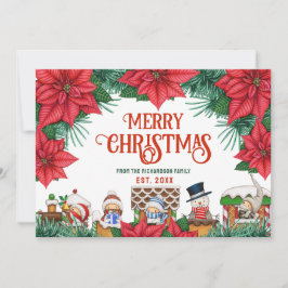メリークリスマスウィンターポインセチア赤カスタムい写真 シーズンカード