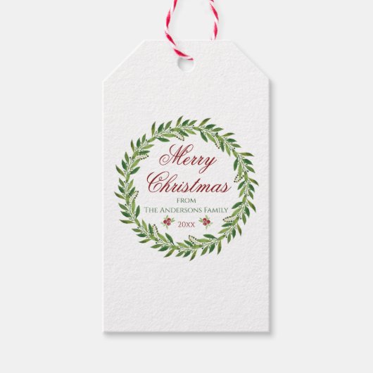 メリークリスマスウィンターリースファミリー ギフトタグ (正面)