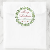 メリークリスマスウィンターリースファミリー ラウンドシール (バッグ)