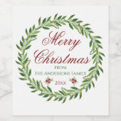 メリークリスマスウィンターリースファミリー ワインラベル (シングルラベル)