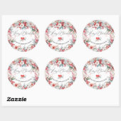 メリークリスマスウィンターレッドフローラ植物学 ラウンドシール (シート)