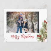 メリークリスマスウィンターレッドホリーベリー1写真 シーズンポストカード (正面)