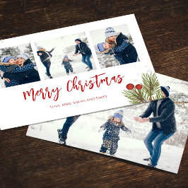 メリークリスマスウィンターレッドホリーベリー4写真 シーズンカード