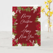 メリークリスマスウィンターレッドポはっきりしたインセッテ縁どィ カード (黄色い花)