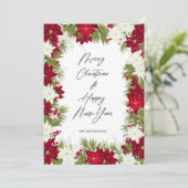 メリークリスマスウィンターレッドポインセチアはっきりしたホワイト カード (スタンド正面)