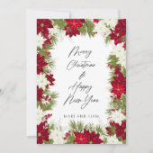 メリークリスマスウィンターレッドポインセチア写真 カード (正面)