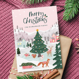 メリークリスマスウィンターワンダーランド森林動物 シーズンカード