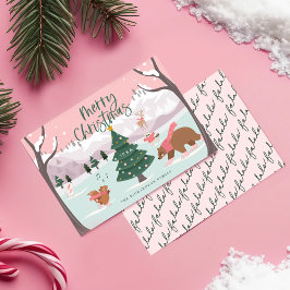メリークリスマスウィンターワンダーランド森林動物 シーズンカード