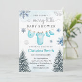 メリークリスマスウィンターワンダーランド男の赤ちゃんシャワー 招待状 (スタンド正面)