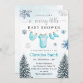 メリークリスマスウィンターワンダーランド男の赤ちゃんシャワー 招待状 (正面/裏面)