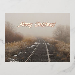 メリークリスマスウィンター鉄道の路線写真 箔シーズンポストカード