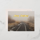 メリークリスマスウィンター鉄道の路線写真 箔シーズンポストカード (正面/裏面)