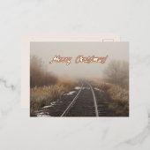メリークリスマスウィンター鉄道の路線写真 箔シーズンポストカード (正面/裏面)