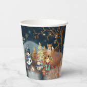 メリークリスマスウィンター魔法ブルー 紙コップ (裏面)