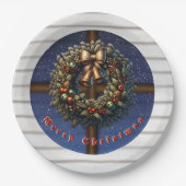 メリークリスマスウィンドウリース紙プレート ペーパープレート (正面)