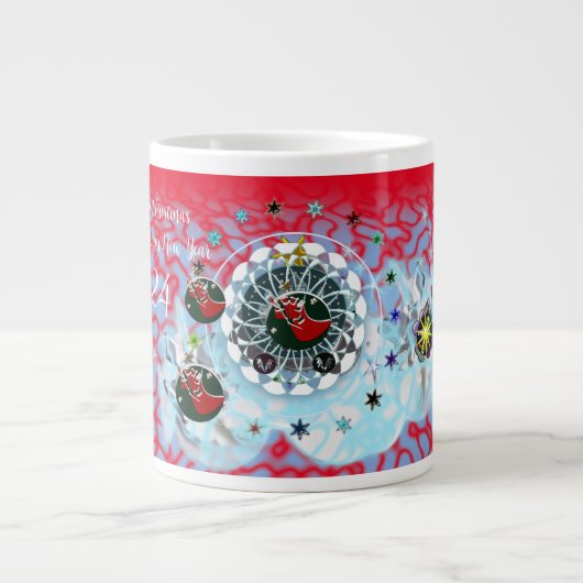 メリークリスマスウィンドサンタクロース靴下 ジャンボコーヒーマグカップ (正面)