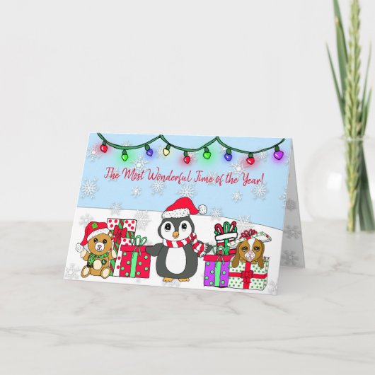 メリークリスマスウィーズお洒落ペンギン カード (正面)