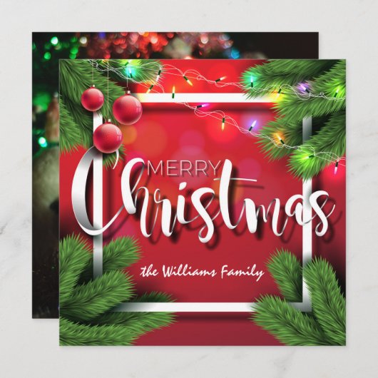 メリークリスマスウィーズ赤タイポグラフィ家族写真 シーズンカード (正面/裏面)