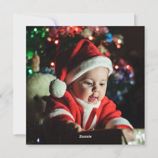 メリークリスマスウィーズ赤タイポグラフィ家族写真 シーズンカード (裏面)