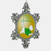 メリークリスマスウェスティーオーナメント スノーフレークピューターオーナメント (左)