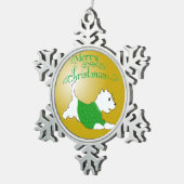 メリークリスマスウェスティーオーナメント スノーフレークピューターオーナメント (右)