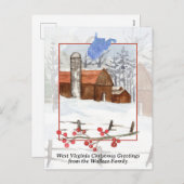 メリークリスマスウェストバージニアレッドバーンパーソナライズ シーズンポストカード (正面/裏面)