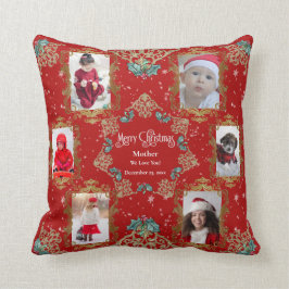 メリークリスマスウェラブユーファミリーフォトコラージュ クッション