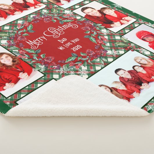メリークリスマスウェラブユーファミリーフォトコラージュ シェルパブランケット (3/4)