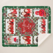 メリークリスマスウェラブユーファミリーフォトコラージュ シェルパブランケット (正面(横))