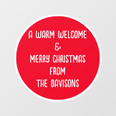 メリークリスマスウェルカムネームレッドホワイト ウィンドウサイン (シート)