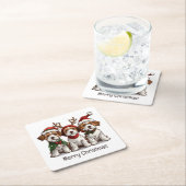 メリークリスマスウェルシュワイヤキツネテリアドッグス スクエアペーパーコースター (インサイチュ)