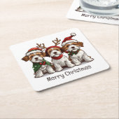 メリークリスマスウェルシュワイヤキツネテリアドッグス スクエアペーパーコースター (アングル)