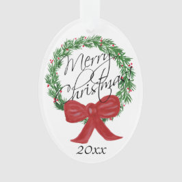 メリークリスマスウォーターのカラーリースの写真をバック オーナメント