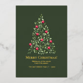 メリークリスマスウォーターの木の家族写真 箔シーズンカード (正面)