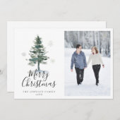 メリークリスマスウォーターの木の雪写真 シーズンカード (正面/裏面)