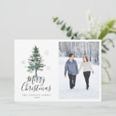 メリークリスマスウォーターの木の雪写真 シーズンカード (スタンド正面)