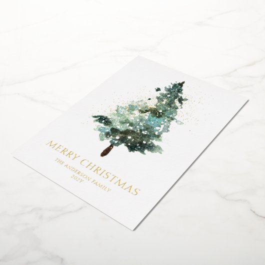 メリークリスマスウォーターの木 箔シーズンカード (回転した状態)