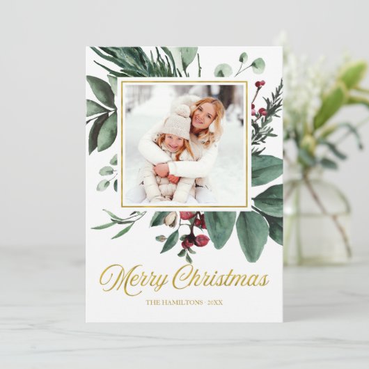 メリークリスマスウォーターの色の休日の写真 招待状 (スタンド正面)