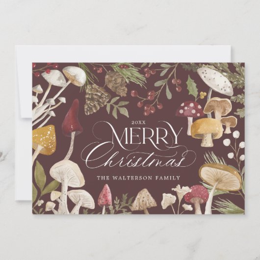 メリークリスマスウォーターの色ウッドシマッシュルームの写真 シーズンカード (正面)