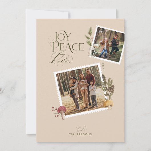 メリークリスマスウォーターの色ウッドシマッシュルームの写真 シーズンカード (正面)